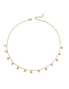 Pursehuit Colier auriu - din otel inoxidabil - suflat cu aur 18k - cu stelute si pietre din zirconiu - Edia C1