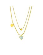 Pursehuit Colier auriu - din otel inoxidabil - suflat cu aur 18k - in 2 straturi - cu inimioare - Effie C1