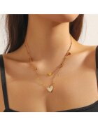 Pursehuit Colier auriu - din otel inoxidabil - suflat cu aur 18k - in 2 straturi - cu inimioare - Elayne C2