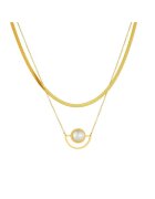 Pursehuit Colier auriu - din otel inoxidabil - suflat cu aur 18k - stil minimalist - cu perla - Ekarda C2