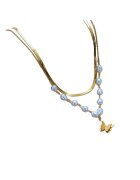Pursehuit Colier auriu - in 2 straturi - cu perle si fluture - Demian C6 -
