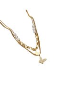 Pursehuit Colier auriu - in 2 straturi - cu perle si fluturi - Derhard C6 -