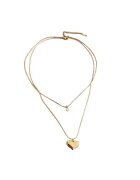 Pursehuit Colier auriu - in 2 straturi - din otel inoxidabil - cu inima si piatra zirconiu - suflat cu aur 18k - Rainer C5