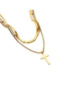 Pursehuit Colier auriu - in 3 straturi - cu cruciulita - Darren C5 -