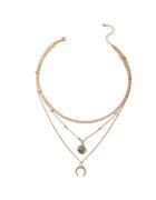 Pursehuit Colier auriu - in 3 straturi - cu semiluna si piatra - Tecla C22 -