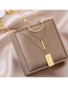 Pursehuit Colier auriu - in 3 straturi - cu tija si pandantiv dreptunghiular - Denisa C6 -