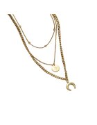 Pursehuit Colier auriu - in 3 straturi - din otel inoxidabil - cu banut si semiluna - suflat cu aur 18k - Ragna C9