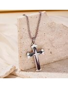 Pursehuit Colier barbati - argintiu - din otel inoxidabil - suflat cu aur 18k - cu pandantiv cruce - Pontus C9