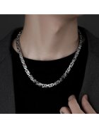Pursehuit Colier barbati - argintiu - din otel inoxidabil - suflat cu aur 18k - cu zale imbinate - Raoul C9
