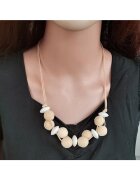 Pursehuit Colier bej - cu piese din lemn - Candace C11 -