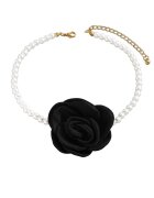 Pursehuit Colier choker - auriu - cu perle si floare - Olivera C3