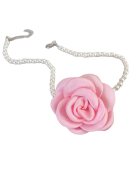 Pursehuit Colier choker - cu perle si floare roz - Begitta C14 -