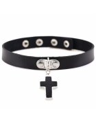 Pursehuit Colier Choker - negru - cu cruciulita - Roselynn C4 -