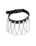 Pursehuit Colier choker negru - cu lannturi argintii - Nandor C19 -