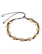 Pursehuit Colier cu scoici metalice - aurii - snur negru - ajustabil - Sanita C3 -