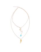 Pursehuit Colier in 2 straturi - auriu - cu margelute albe - Dordie C24 -