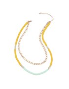 Pursehuit Colier in 2 straturi - auriu - cu piese galbene si turquoise - Tona C11 -