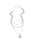 Pursehuit Colier in 3 straturi - argintiu - cu pietre - Lucky C12 -
