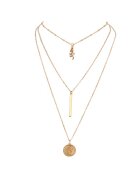 Pursehuit Colier in 3 straturi - auriu - cu banut si tija - Dordy C24 -