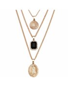 Pursehuit Colier in 3 straturi - auriu - cu pietre - Mirte C10