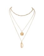 Pursehuit Colier in 3 straturi - auriu - cu scoica - 40 cm - Madalena C26