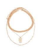 Pursehuit Colier in 4 straturi - auriu - cu ananas - Ovidia C19 -
