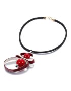 Pursehuit Colier negru - cu pandantiv abstract din piele ecologica - 47 cm - Rissa C11