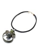 Pursehuit Colier negru - cu pandantiv abstract din piele ecologica - 47 cm - Rola C14