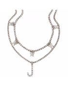 Pursehuit Colier tennis in 2 straturi - argintiu - cu pietre - Lorene C16 -