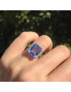 Pursehuit Inel argintiu - cu piatra bleu - din zirconiu - Nikole C29 - 6 (circumferinta: 51.9 mm)