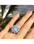 Pursehuit Inel argintiu - cu pietre din zirconiu - Acacia C6 - 8 (circumferinta: 57 mm)