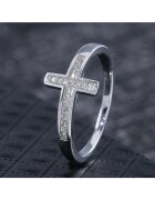 Pursehuit Inel argintiu - forma de cruce - cu pietre din zirconiu - Sigvor C4 - 7 (circumferinta: 54.5 mm)