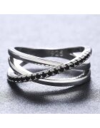 Pursehuit Inel argintiu - in straturi multiple - cu pietre din zirconiu - Shannon C21 - (circumferinta: mm