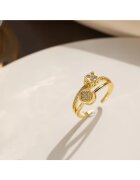 Pursehuit Inel auriu - reglabil - din otel inoxidabil - suflat cu aur 18k - cu pietre din zirconiu - Oddny C8