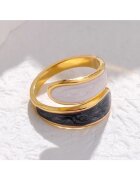 Pursehuit Inel auriu - reglabil - din otel inoxidabil - suflat cu aur 18k - forma abstracta - Pekka C8