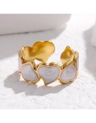 Pursehuit Inel auriu - reglabil - din otel inoxidabil - suflat cu aur 18k - forma de inimioare - Pepita C8