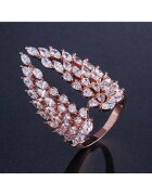Pursehuit Inel rose gold - ajustabil - forma de aripi - cu pietre din zirconiu - Jarvis C9 -