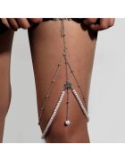 Pursehuit Lant de picior - argintiu - cu perlute - Lynette C23 -