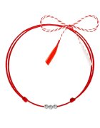 Pursehuit Martisor tip bratara - argintiu - cu 3 bile argint 925 si snur rosu reglabil C1