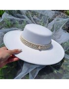 Pursehuit Palarie alba - stil canotiera - cu bor lat - handmade - Serena
