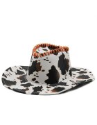 Pursehuit Palarie dama - alba - animal print - din piele ecologica - stil cowboy - Elita -