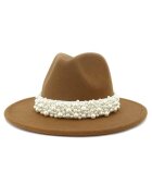 Pursehuit Palarie dama - maron - cu perle - Katarine -