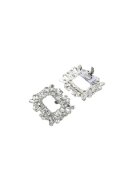 Pursehuit Set 2 brose - argintii - pentru pantofi - cu clips si pietre - Ottella C6