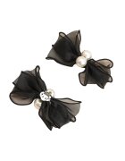 Pursehuit Set 2 brose - negre - pentru pantofi - cu clips si perle - Ottmar C6