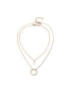 Pursehuit Set 2 coliere - auriu si argintiu - cu margelute roz - Florence C26 -