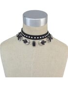 Pursehuit Set 2 coliere chocker - argintii - cu pietre si tinte - Leopold C28 -