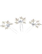 Pursehuit Set 3 accesorii par - aurii - tip ac - cu perle si frunzulite - Edina C5 -