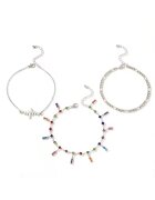 Pursehuit Set 3 bratari - argintii - cu pietre multicolore - Sidny C18 -