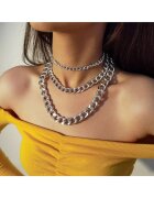 Pursehuit Set 3 coliere argintii - in 3 straturi - cu zale - Moa C1 -