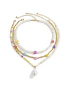 Pursehuit Set 3 coliere - aurii - cu perle si margelute colorate - Karda C1 -